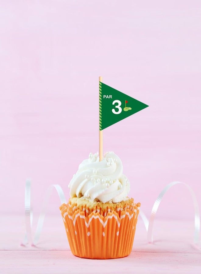 VOWFOO Golf Themed Toothpick Flags, 20 PCS Par 3 Let's Par-Tee Birthday Cocktail Picks Mini Stick Cupcake Toppers for 3rd Birthday Party Food Bar Decorations - Image 4